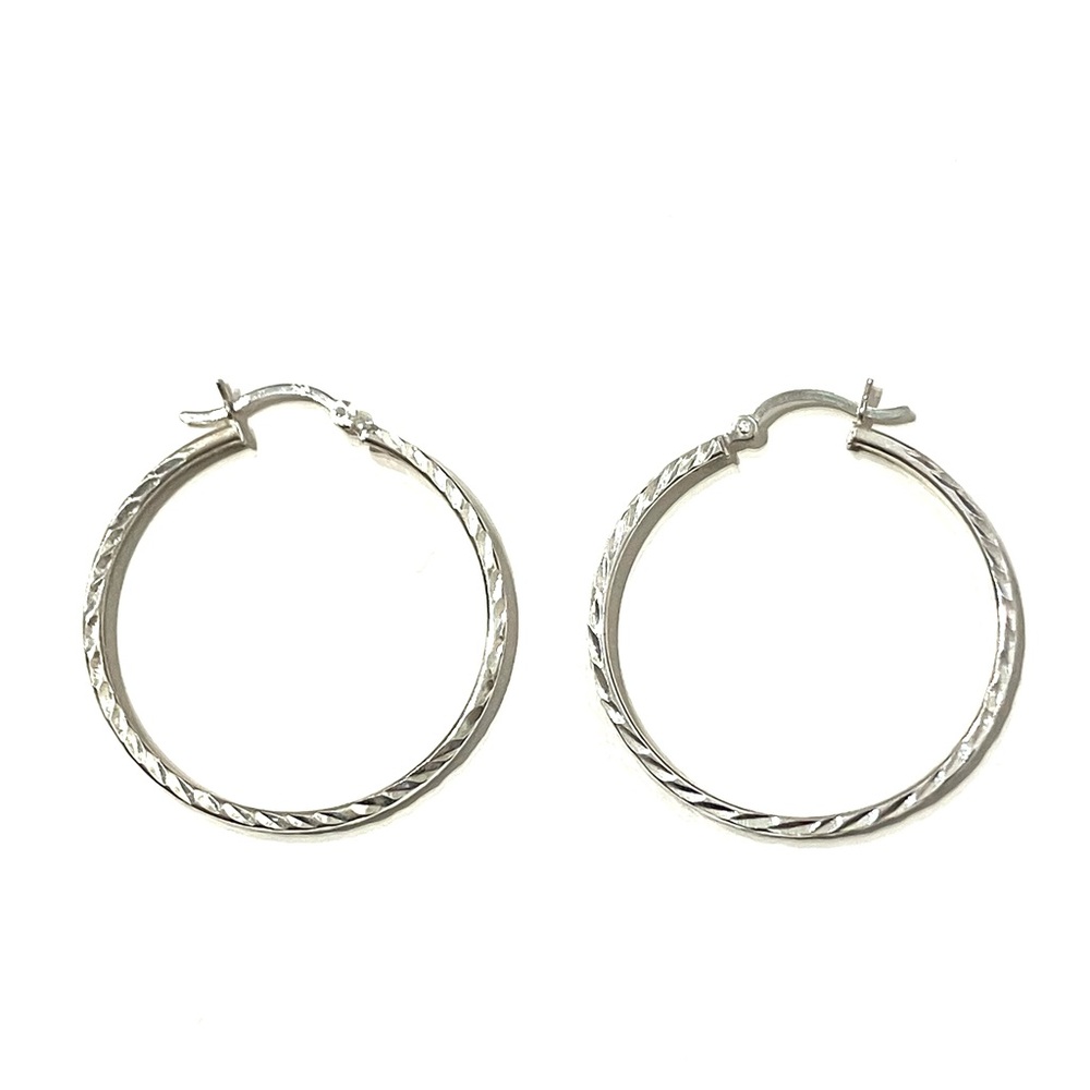 Sterling Silver 925 Diamond Cut Hoop Earrings